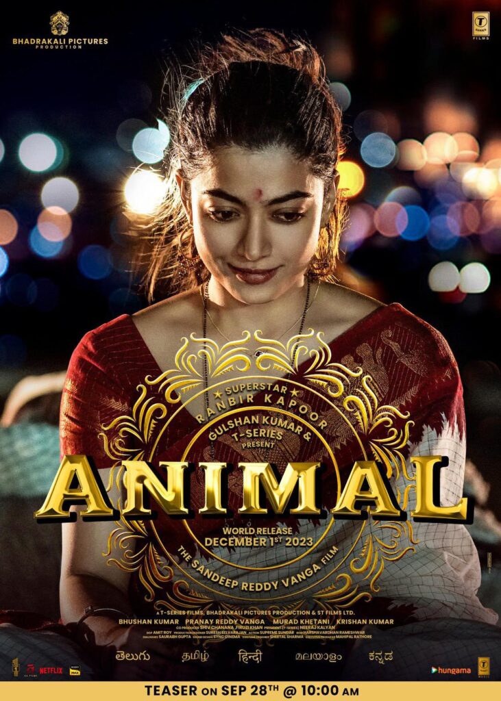 Rashmika Mandanna on a new poster of 'Animal'